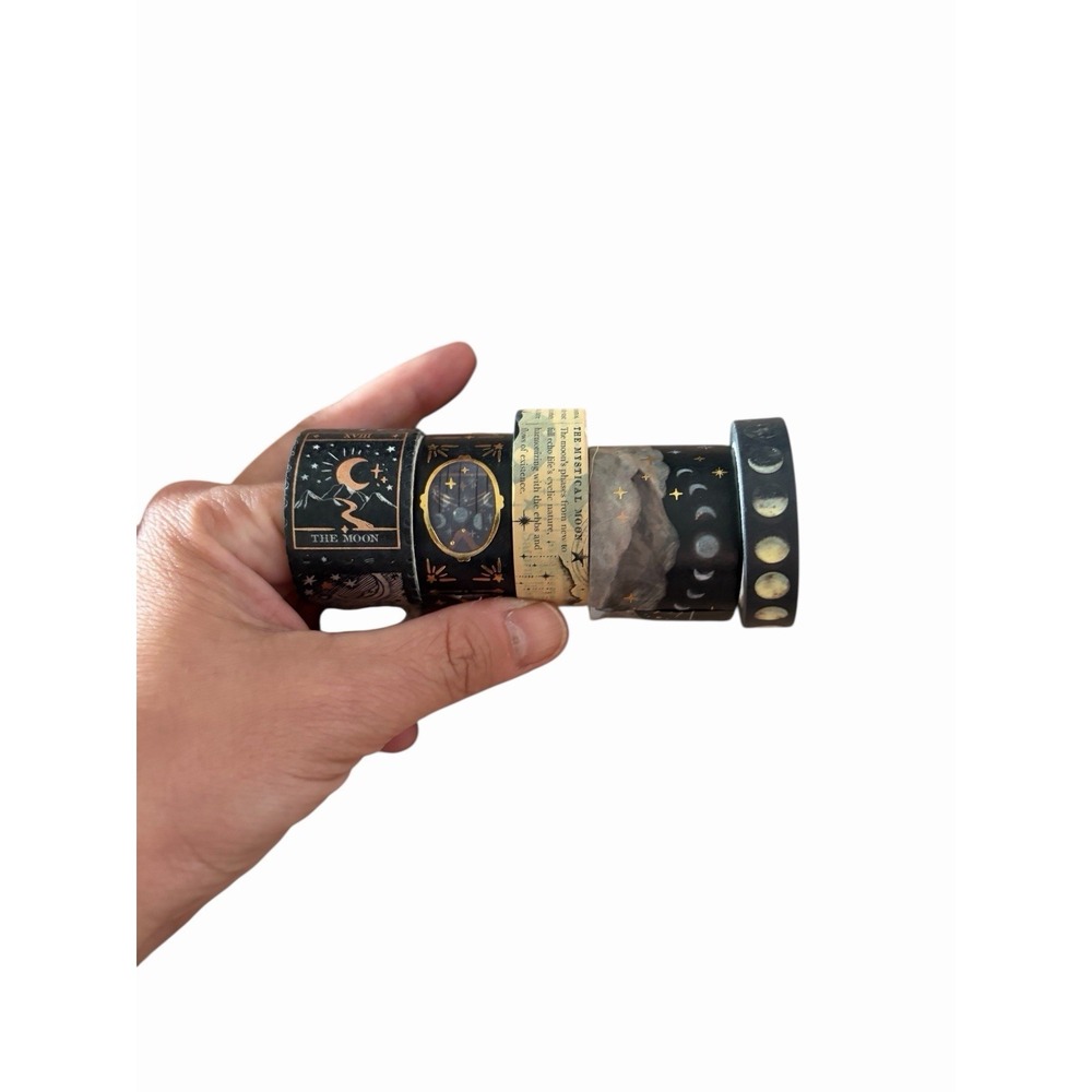 Washi Tape Celestial Tarot Holographic Gilded‎ Green Sun Moon Star 5 Rolls